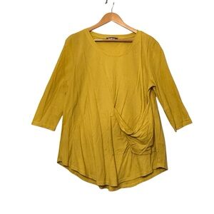 Alembika Tunic Oversize Pocket Mustard Yellow Artsy Lagenlook Large 12/14 (4)